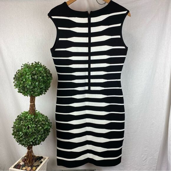 Calvin Klein Black & White Sleeveless Print Knit Dress M - Picture 3 of 7